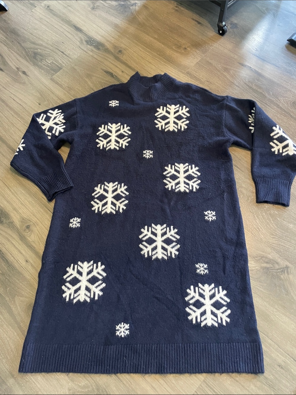 Lane Bryant Women’s Navy Sweater Dress with White Snowflake Pattern, Size 18-20